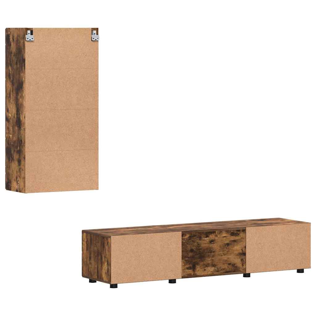 vidaXL Σετ επίπλου τηλεόρασης με ράφι Καπνιστό Δρύς Επεξεργασμένο ξύλο