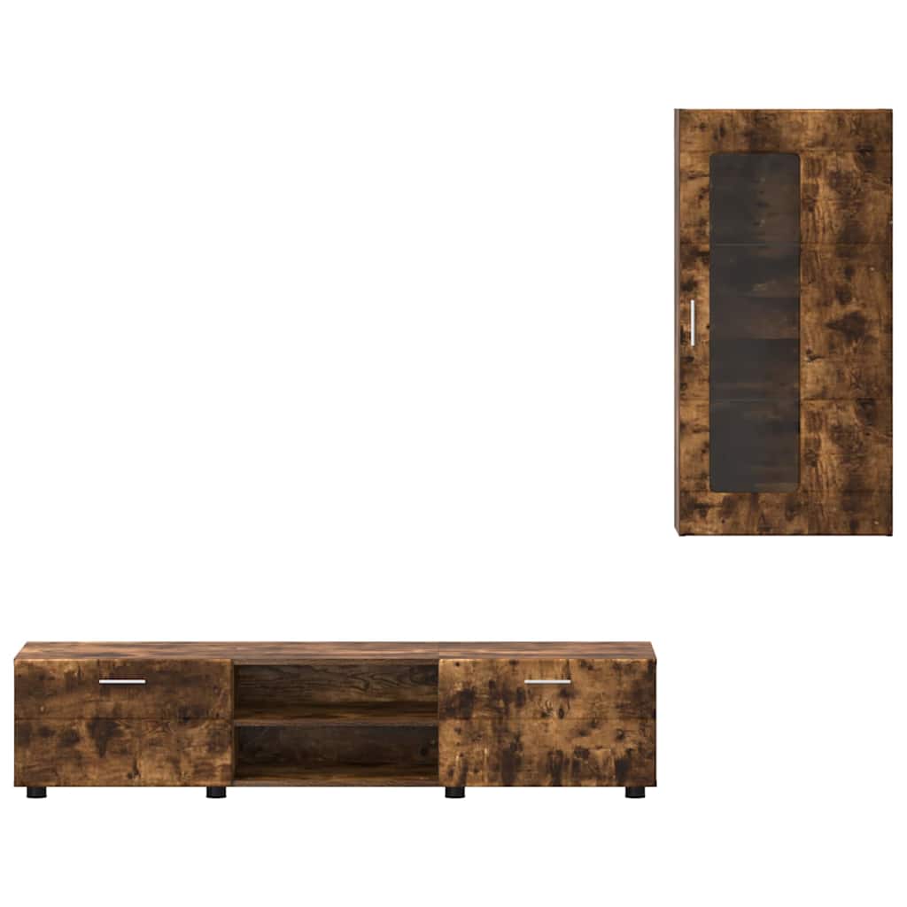 vidaXL Σετ επίπλου τηλεόρασης με ράφι Καπνιστό Δρύς Επεξεργασμένο ξύλο