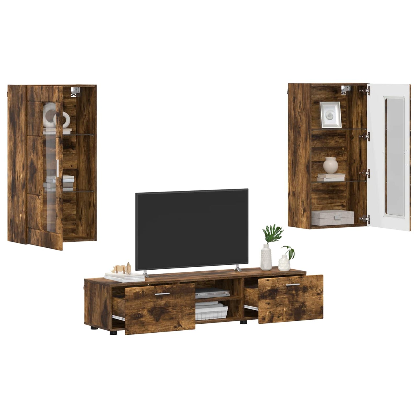 vidaXL Σετ επίπλου τηλεόρασης με συρτάρι FLORIN 3 pcs Καπνιστό Δρύς