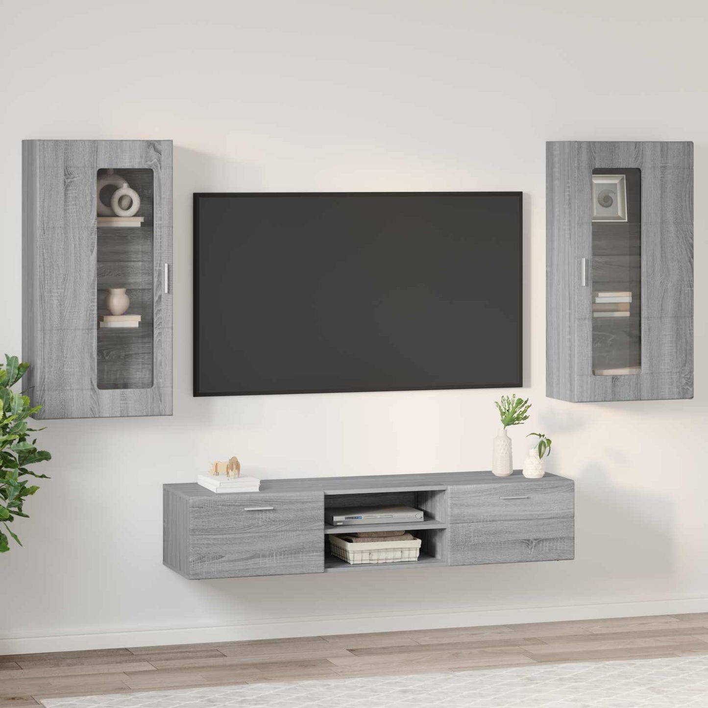 vidaXL Σετ επίπλου τηλεόρασης με συρτάρι FLORIN 3 pcs Γκρίζο Σονομα