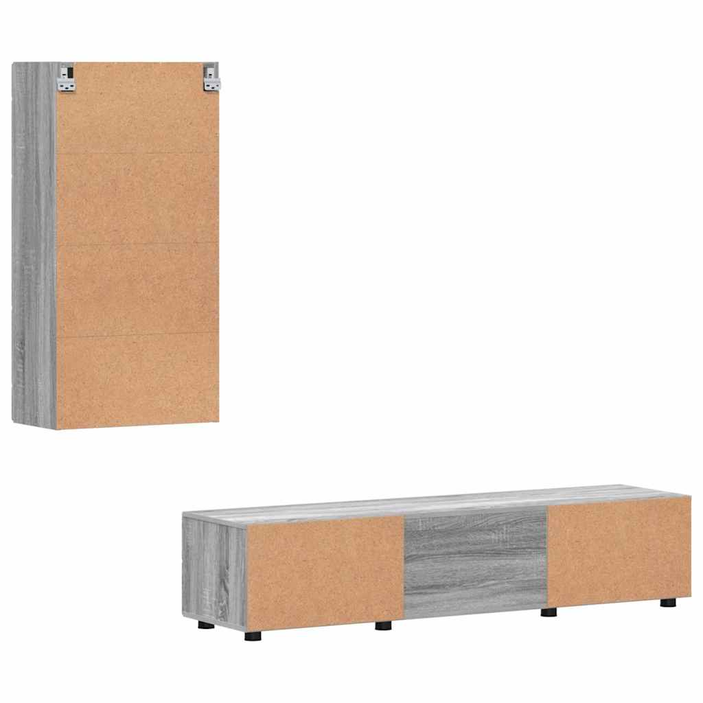 vidaXL Σετ επίπλου τηλεόρασης με ράφι Γκρίζο Σονομα Επεξεργασμένο ξύλο