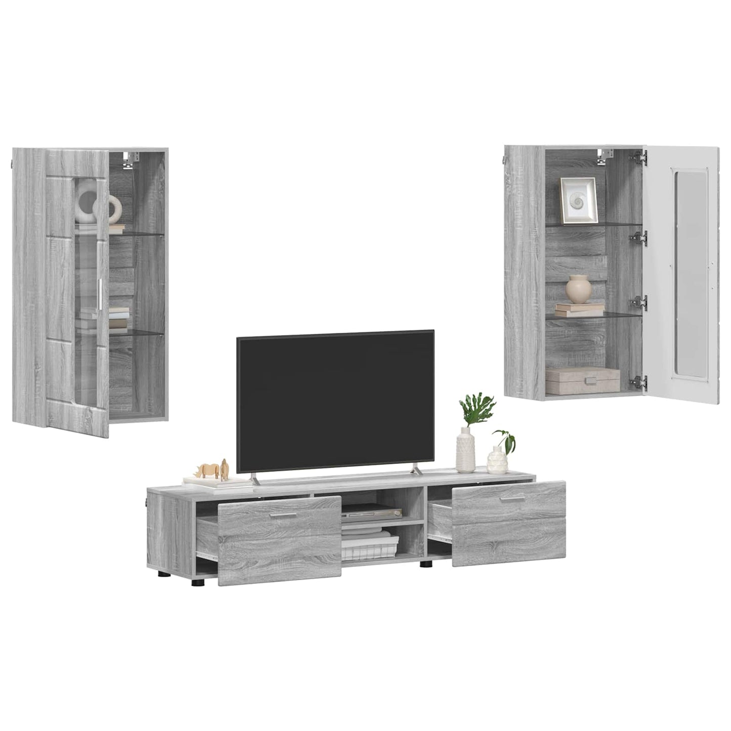 vidaXL Σετ επίπλου τηλεόρασης με συρτάρι FLORIN 3 pcs Γκρίζο Σονομα