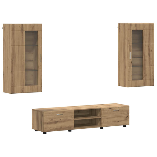 vidaXL Σετ επίπλου τηλεόρασης FLORIN 3 τμχ. Artisan Oak