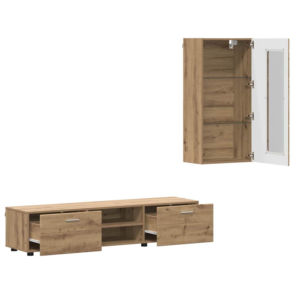 vidaXL Σετ επίπλου τηλεόρασης με ράφι Artisan Oak Επεξεργασμένο ξύλο