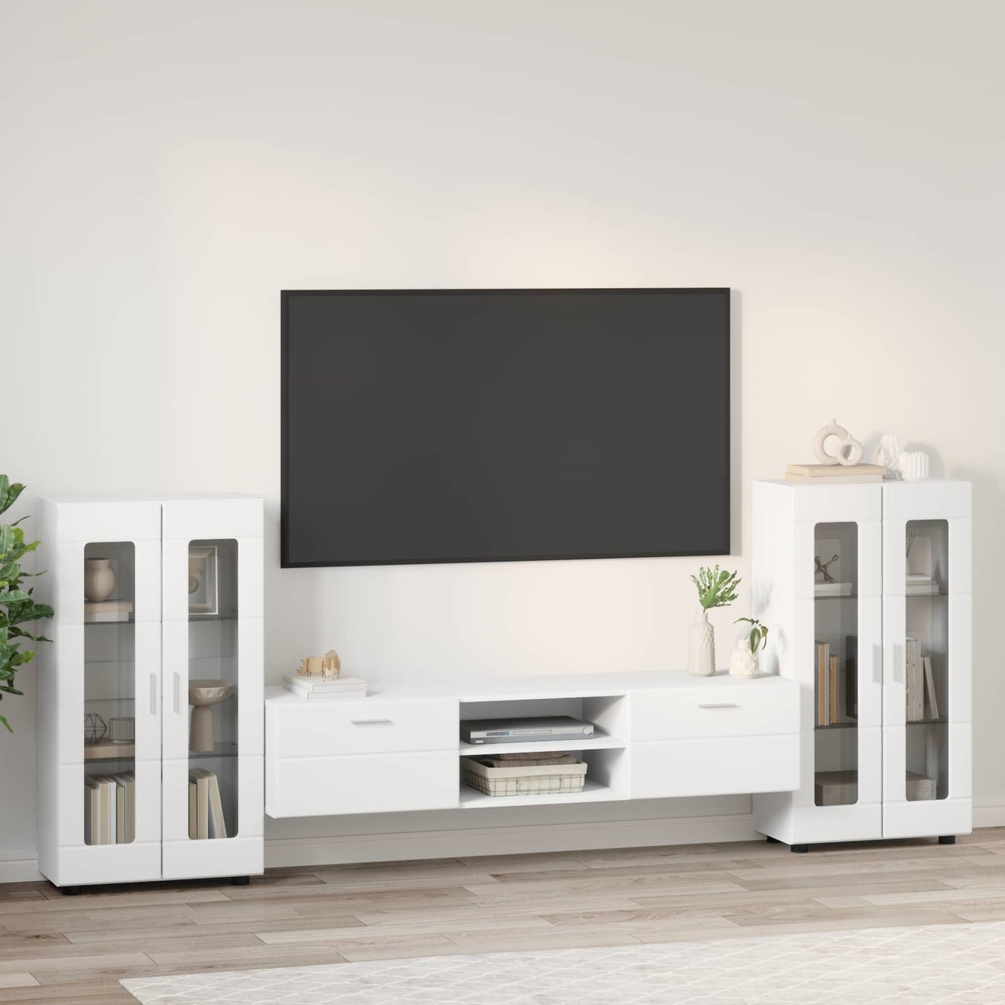 vidaXL Σετ επίπλου τηλεόρασης FLORIN 3 pcs Λευκό Επεξεργασμένο ξύλο