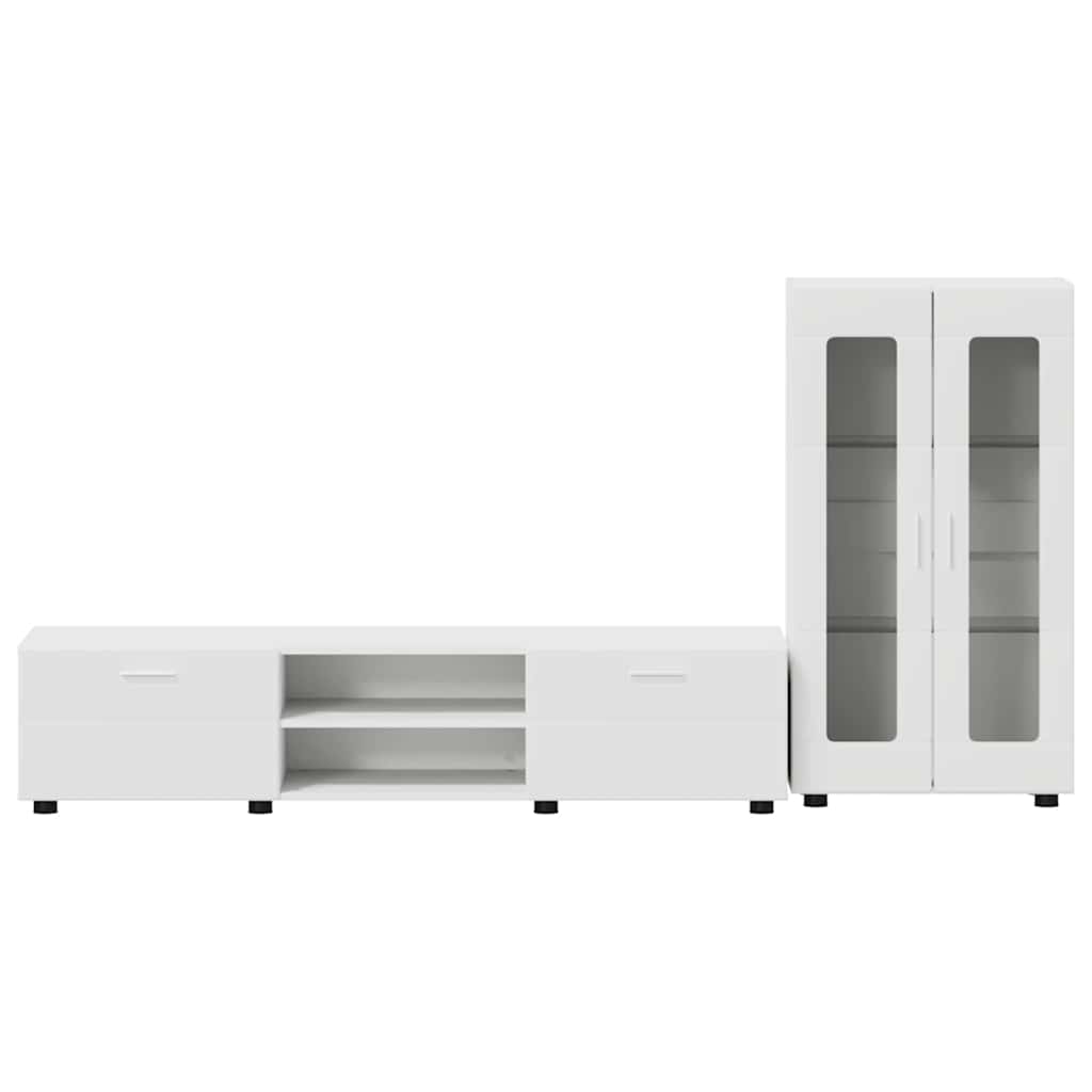 vidaXL Σετ επίπλου τηλεόρασης με συρτάρι Λευκό Επεξεργασμένο ξύλο