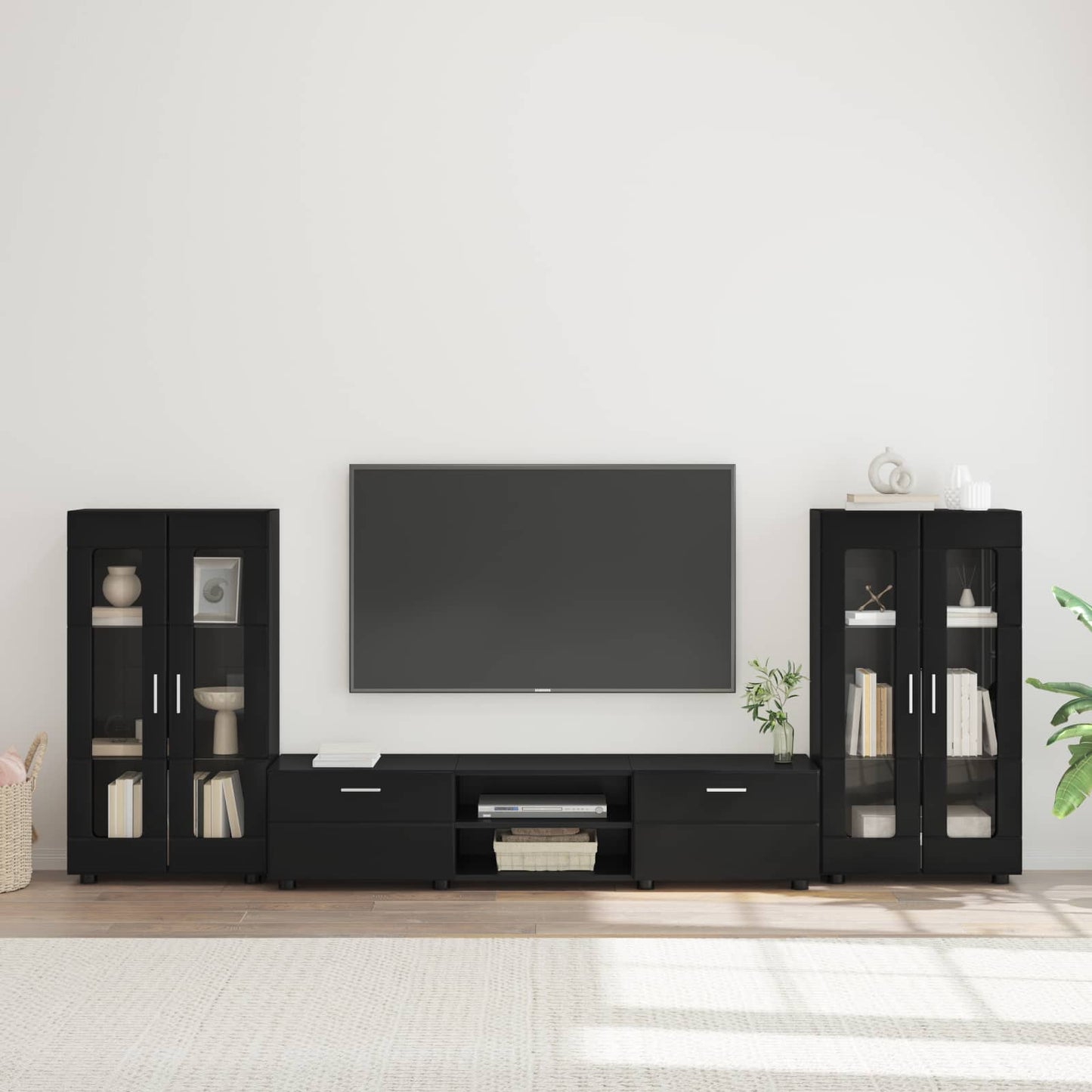 vidaXL Σετ επίπλου τηλεόρασης FLORIN 3 pcs Μαύρο Επεξεργασμένο ξύλο
