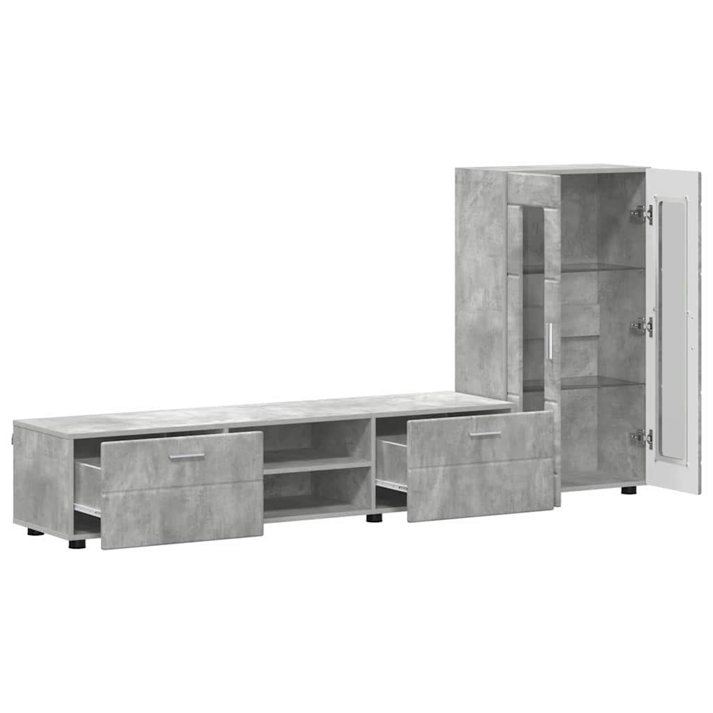 vidaXL Σετ επίπλου τηλεόρασης Σκυρόδεμα Γκρι Επεξεργασμένο ξύλο