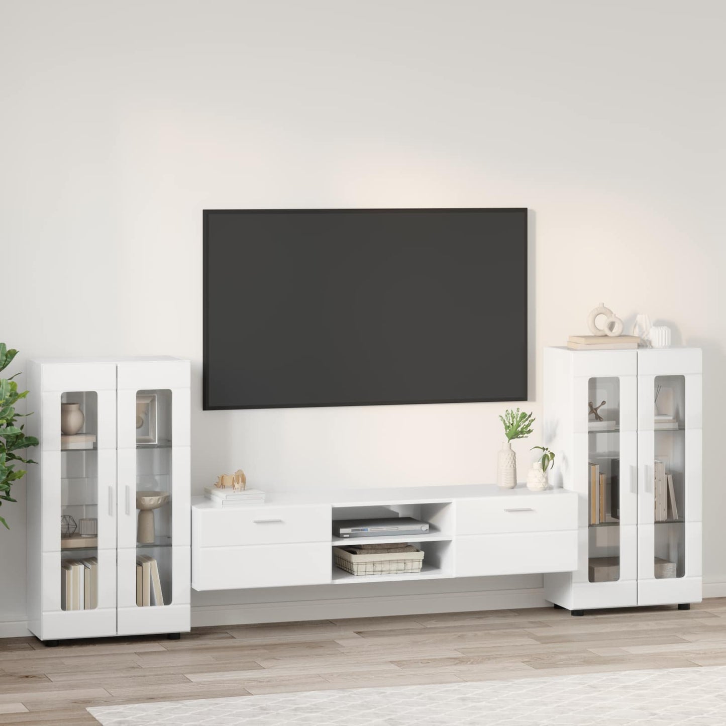 vidaXL Σετ επίπλου τηλεόρασης FLORIN 3 pcs Υψηλής γυαλάδας λευκό