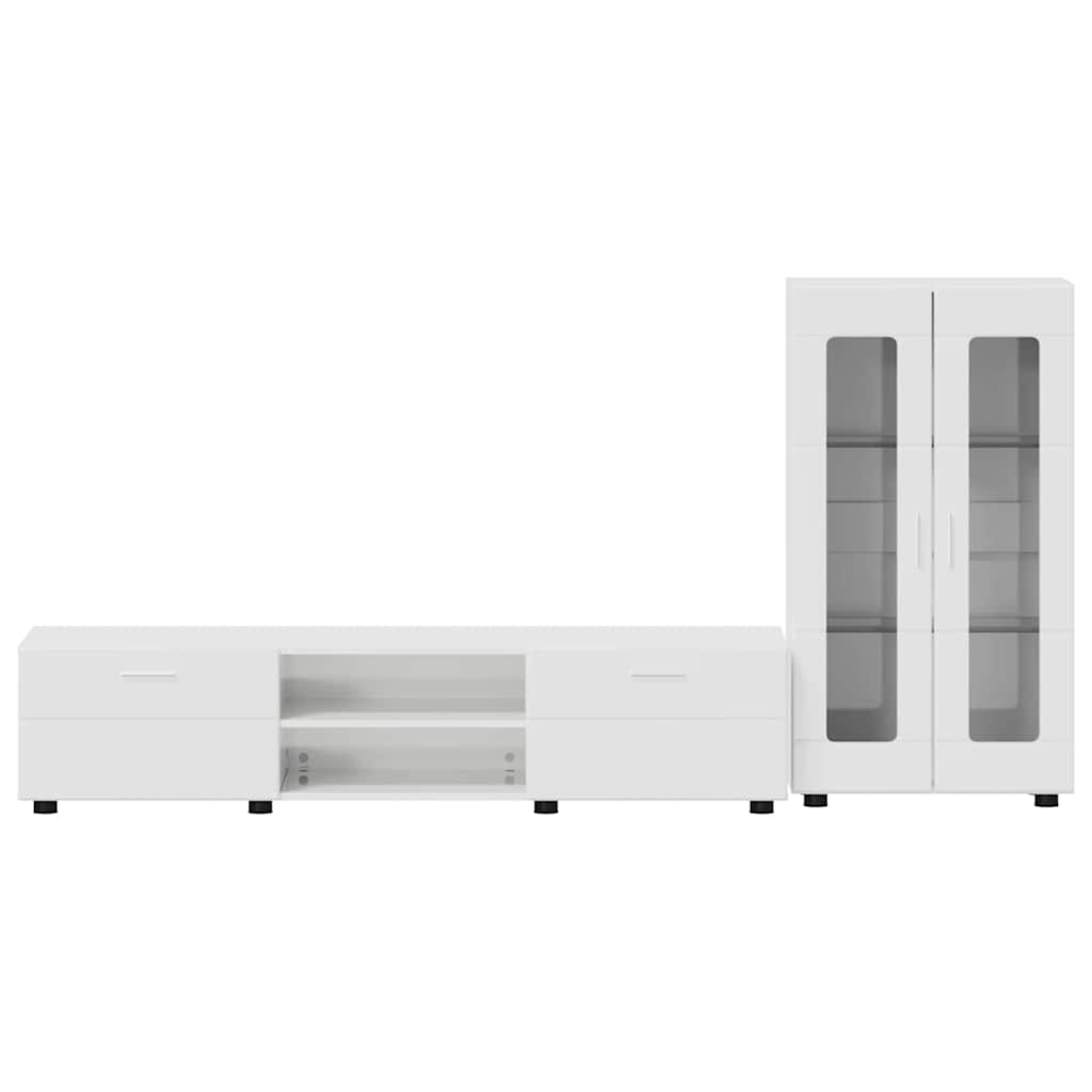 vidaXL Σετ επίπλου τηλεόρασης Υψηλής γυαλάδας λευκό Επεξεργασμένο ξύλο