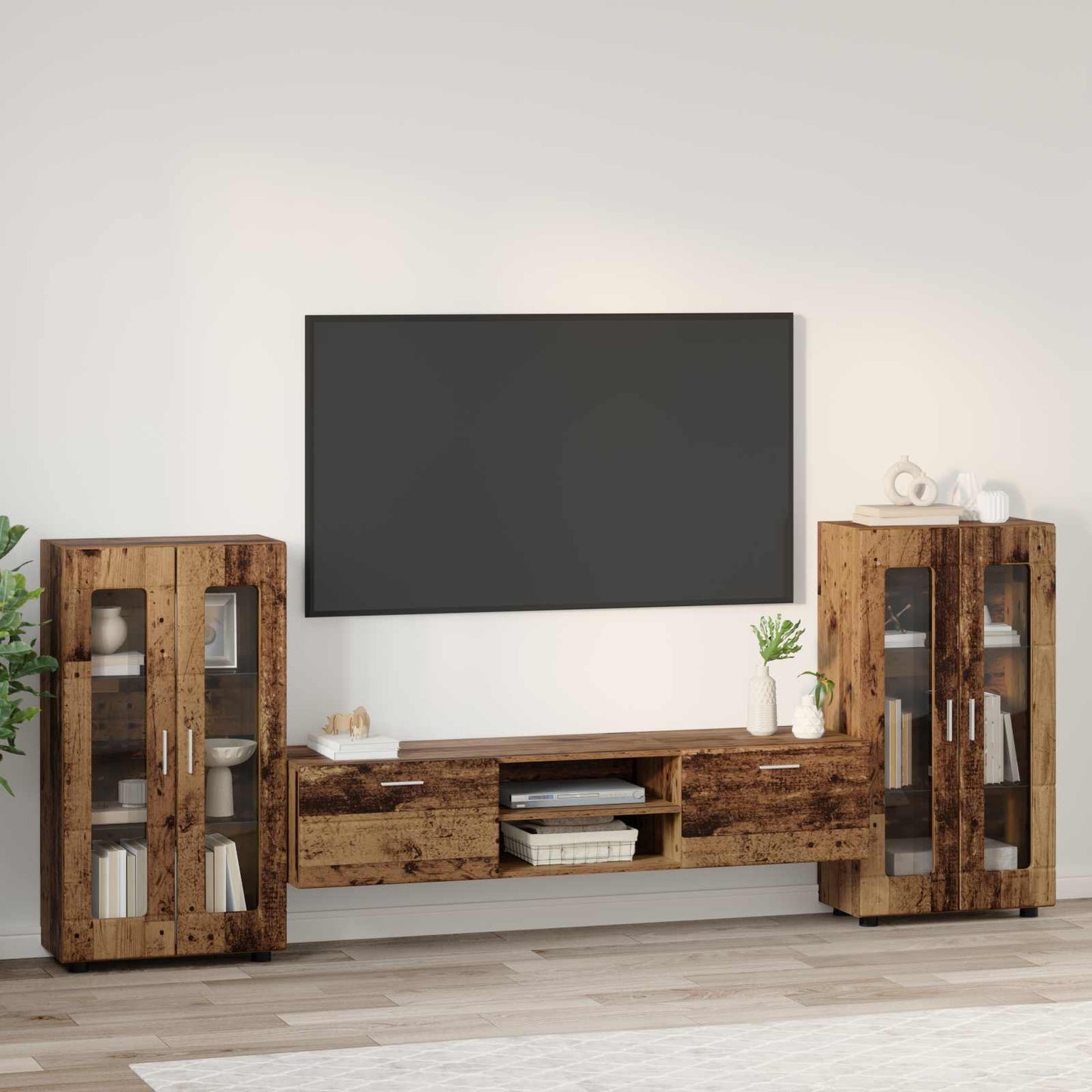 vidaXL Σετ επίπλου τηλεόρασης με συρτάρι FLORIN 3 pcs Παλιό ξύλο