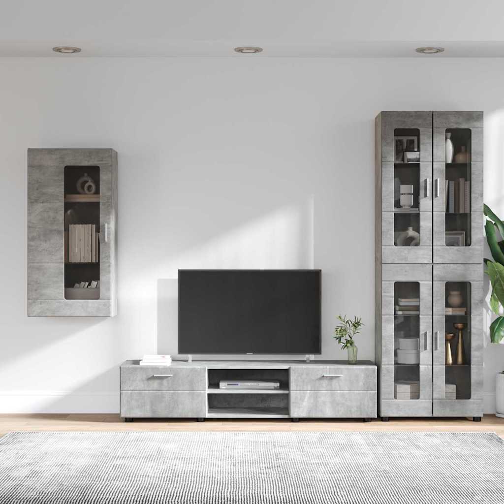 vidaXL Σετ επίπλου τηλεόρασης Σκυρόδεμα Γκρι Επεξεργασμένο ξύλο