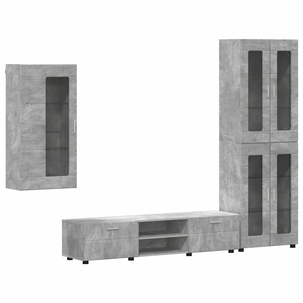 vidaXL Σετ επίπλου τηλεόρασης Σκυρόδεμα Γκρι Επεξεργασμένο ξύλο