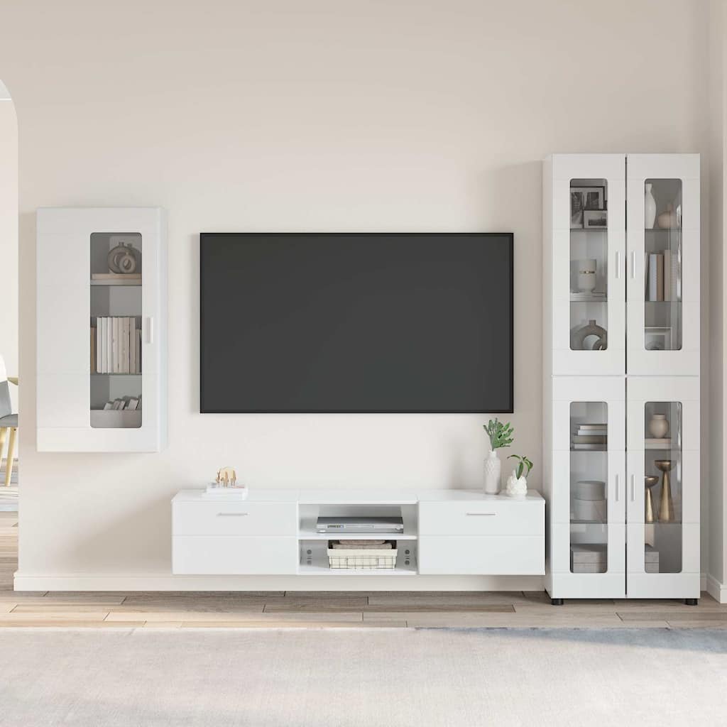 vidaXL Σετ επίπλου τηλεόρασης FLORIN 3 pcs Υψηλής γυαλάδας λευκό