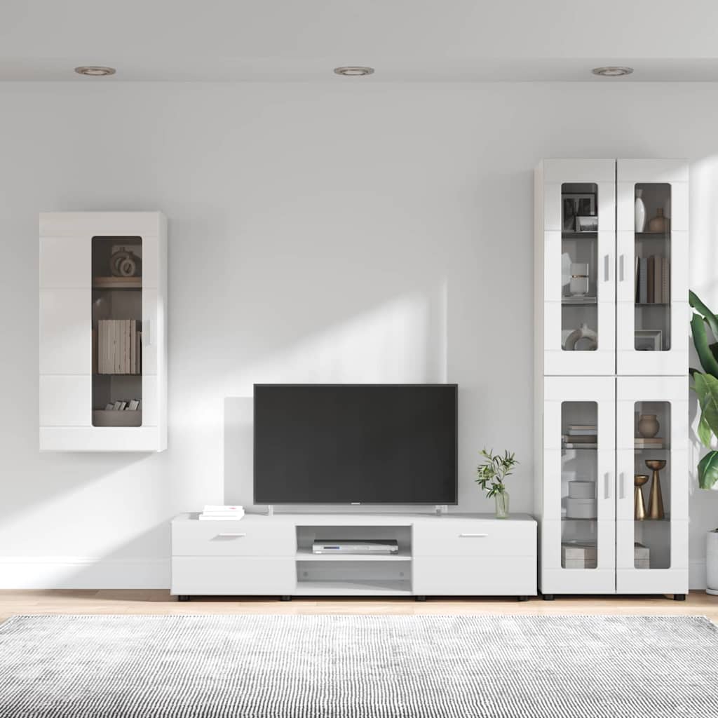 vidaXL Σετ επίπλου τηλεόρασης FLORIN 3 pcs Υψηλής γυαλάδας λευκό