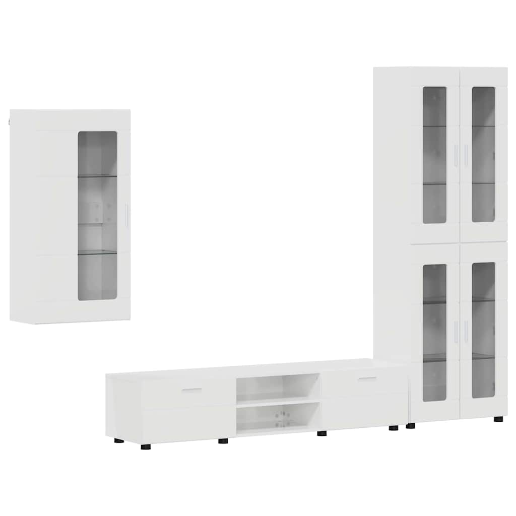 vidaXL Σετ επίπλου τηλεόρασης FLORIN 3 pcs Υψηλής γυαλάδας λευκό