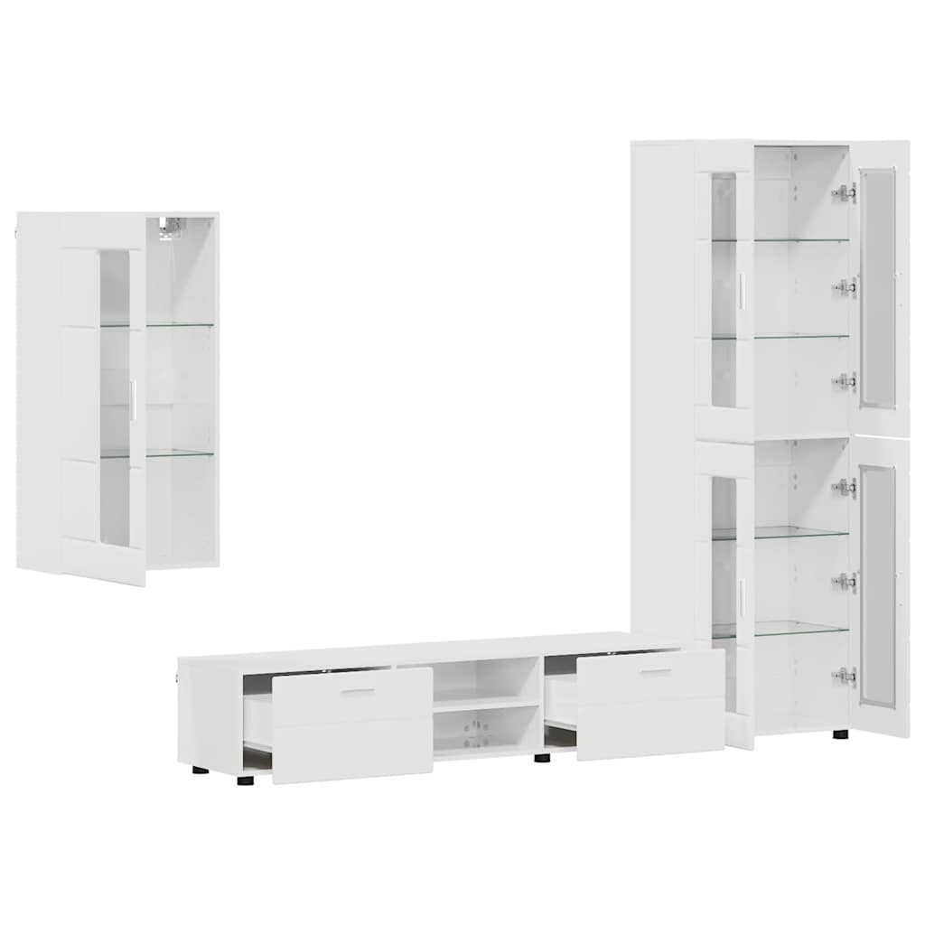 vidaXL Σετ επίπλου τηλεόρασης FLORIN 3 pcs Υψηλής γυαλάδας λευκό