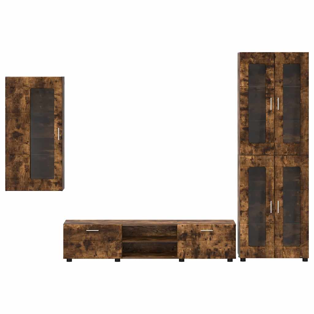 vidaXL Σετ επίπλου τηλεόρασης με συρτάρι FLORIN 3 pcs Καπνιστό Δρύς
