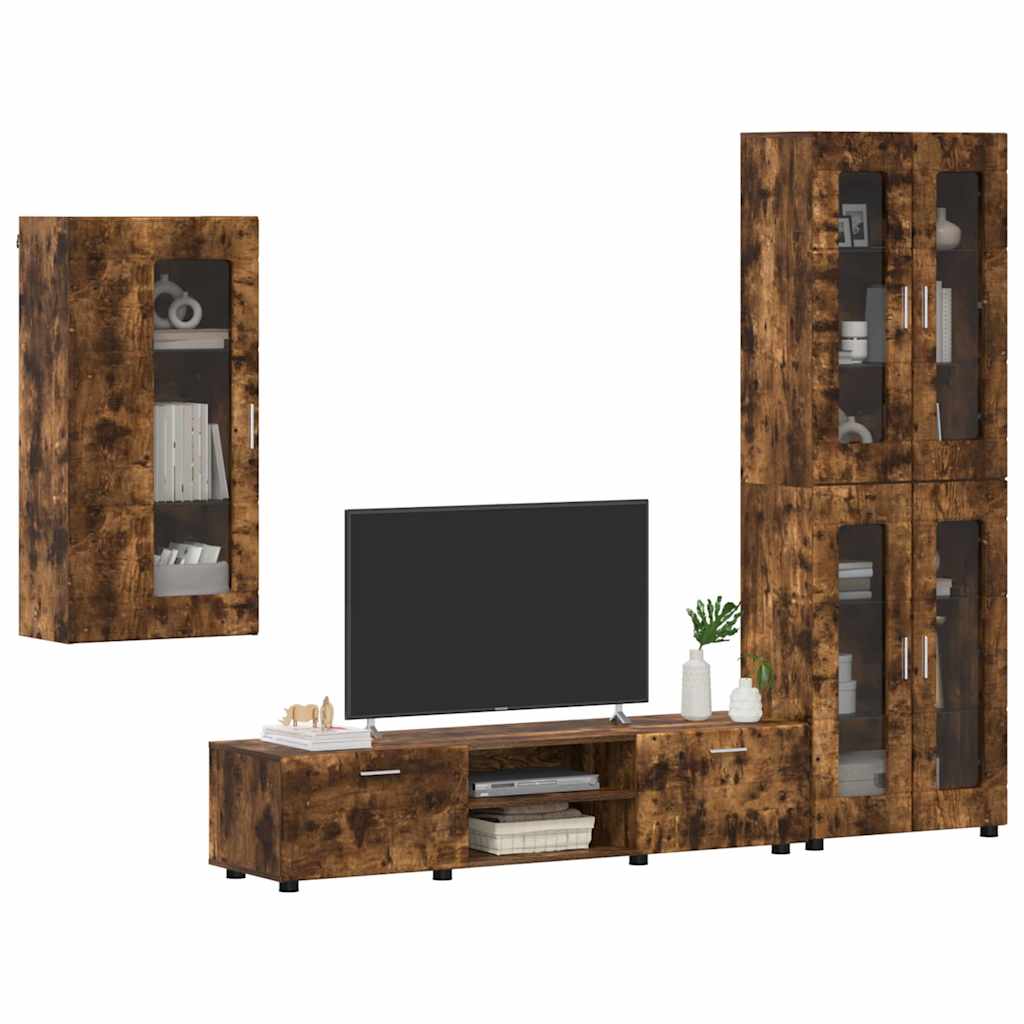 vidaXL Σετ επίπλου τηλεόρασης με συρτάρι FLORIN 3 pcs Καπνιστό Δρύς