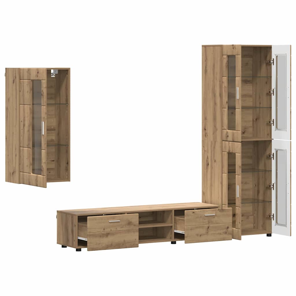 vidaXL Σετ επίπλου τηλεόρασης με ράφι Artisan Oak Επεξεργασμένο ξύλο