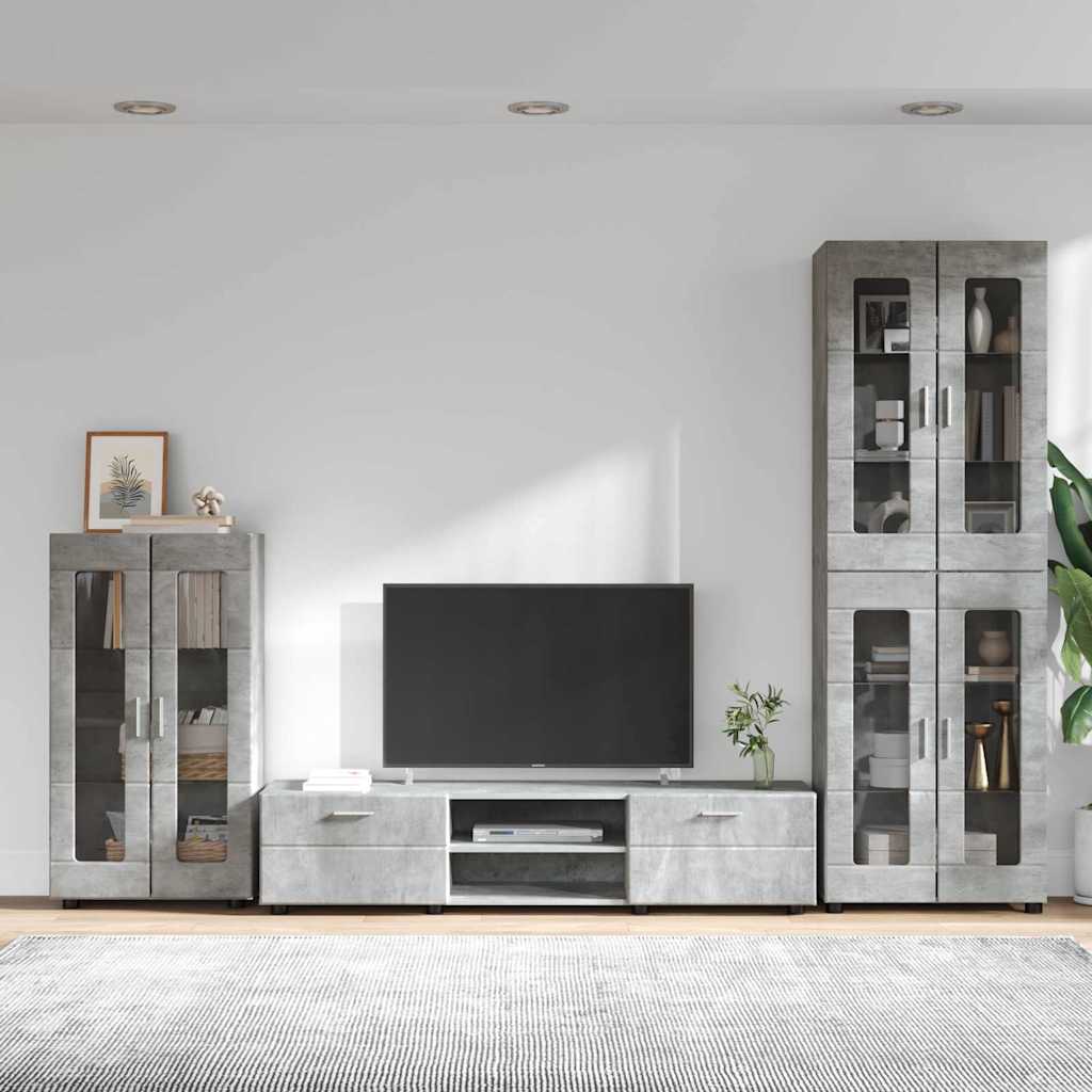 vidaXL Σετ επίπλου τηλεόρασης με συρτάρι FLORIN 3 pcs Σκυρόδεμα Γκρι