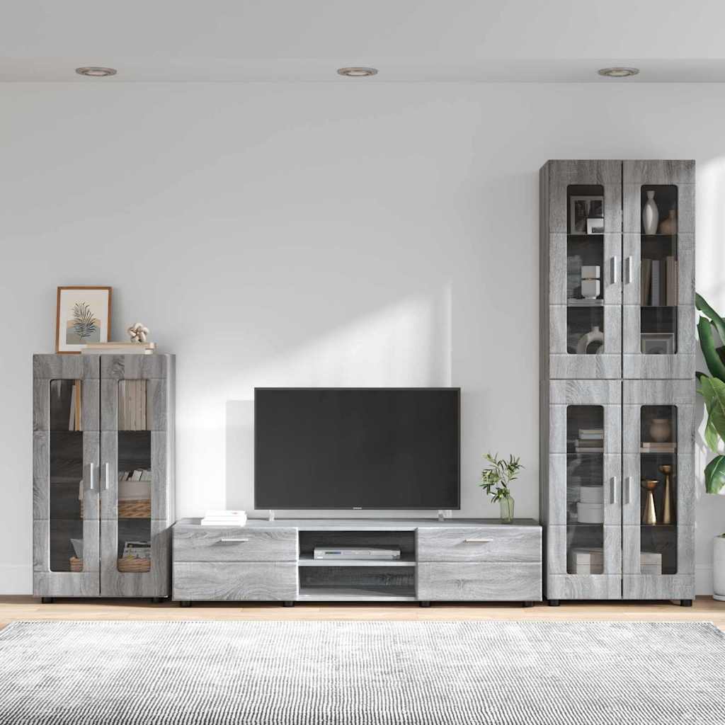 vidaXL Σετ επίπλου τηλεόρασης με συρτάρι FLORIN 3 pcs Γκρίζο Σονομα