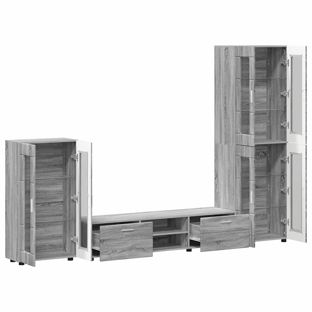 vidaXL Σετ επίπλου τηλεόρασης με συρτάρι FLORIN 3 pcs Γκρίζο Σονομα