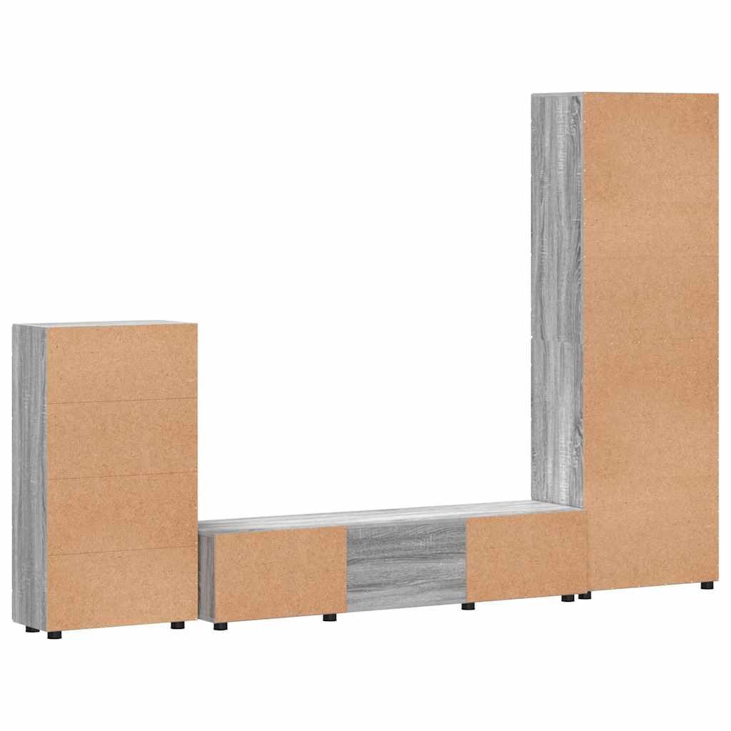 vidaXL Σετ επίπλου τηλεόρασης με συρτάρι FLORIN 3 pcs Γκρίζο Σονομα