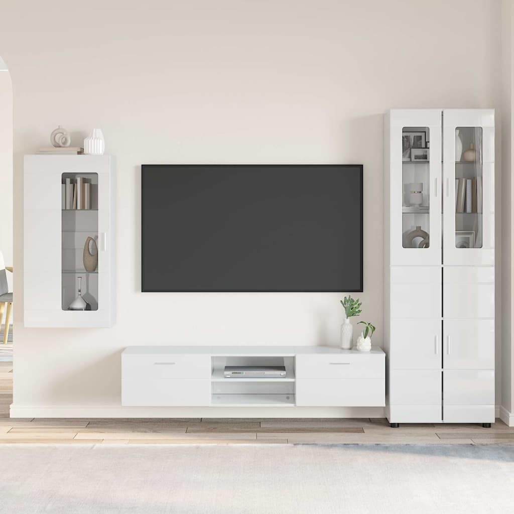 vidaXL Σετ επίπλου τηλεόρασης FLORIN 3 pcs Υψηλής γυαλάδας λευκό