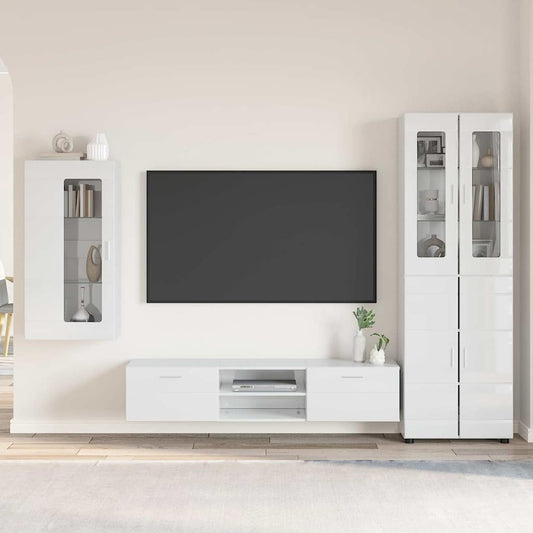 vidaXL Σετ επίπλου τηλεόρασης FLORIN 3 pcs Υψηλής γυαλάδας λευκό