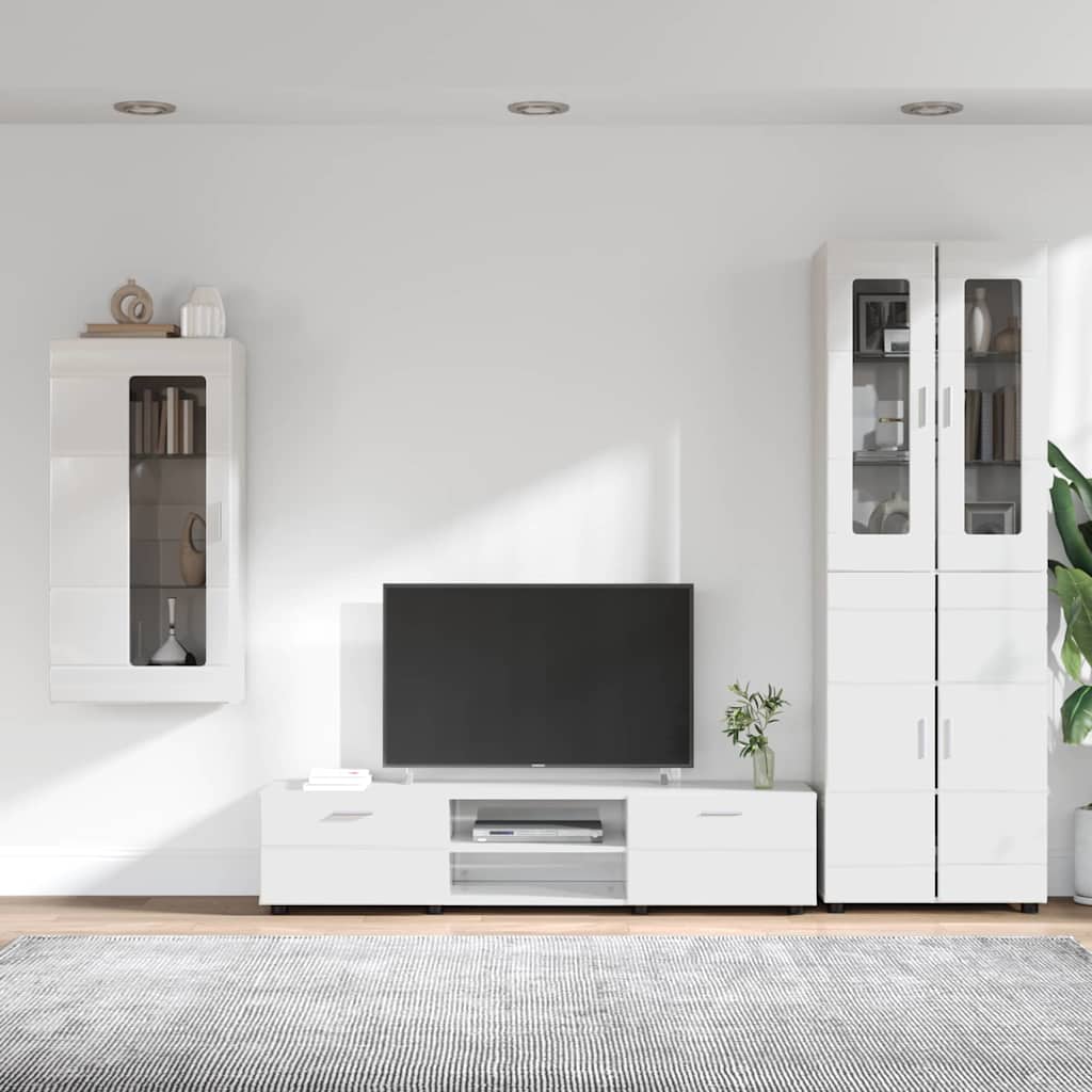 vidaXL Σετ επίπλου τηλεόρασης FLORIN 3 pcs Υψηλής γυαλάδας λευκό