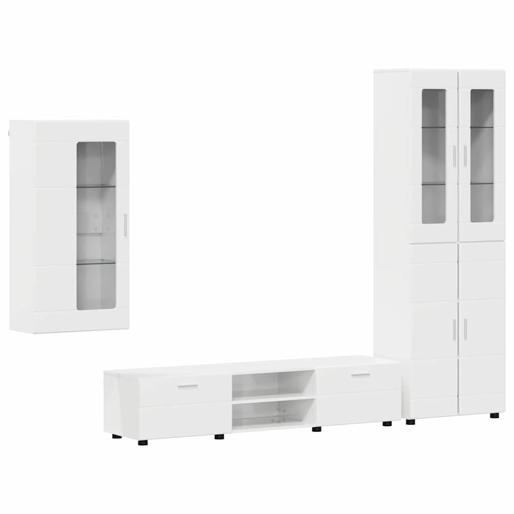 vidaXL Σετ επίπλου τηλεόρασης FLORIN 3 pcs Υψηλής γυαλάδας λευκό