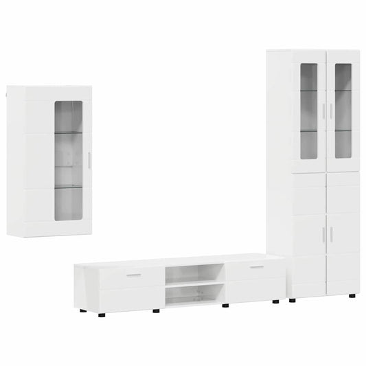 vidaXL Σετ επίπλου τηλεόρασης FLORIN 3 pcs Υψηλής γυαλάδας λευκό