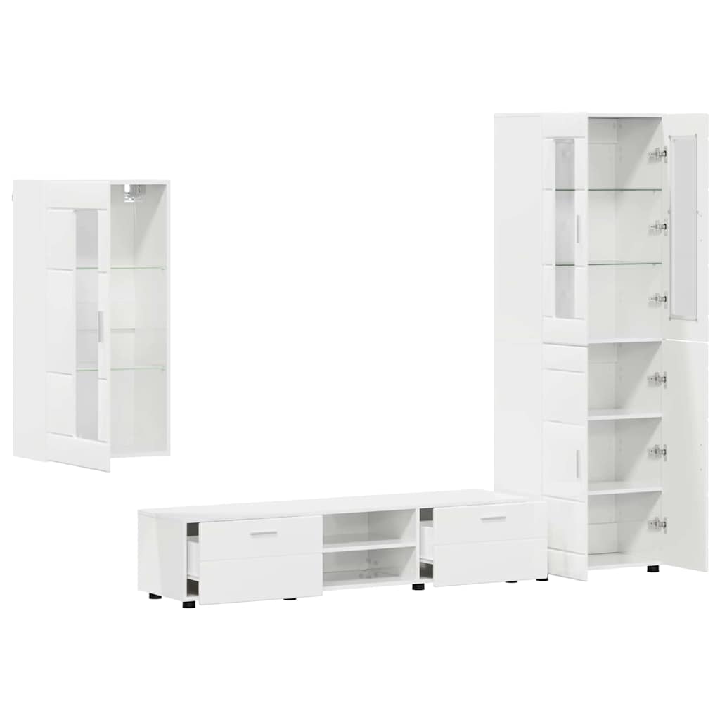 vidaXL Σετ επίπλου τηλεόρασης FLORIN 3 pcs Υψηλής γυαλάδας λευκό