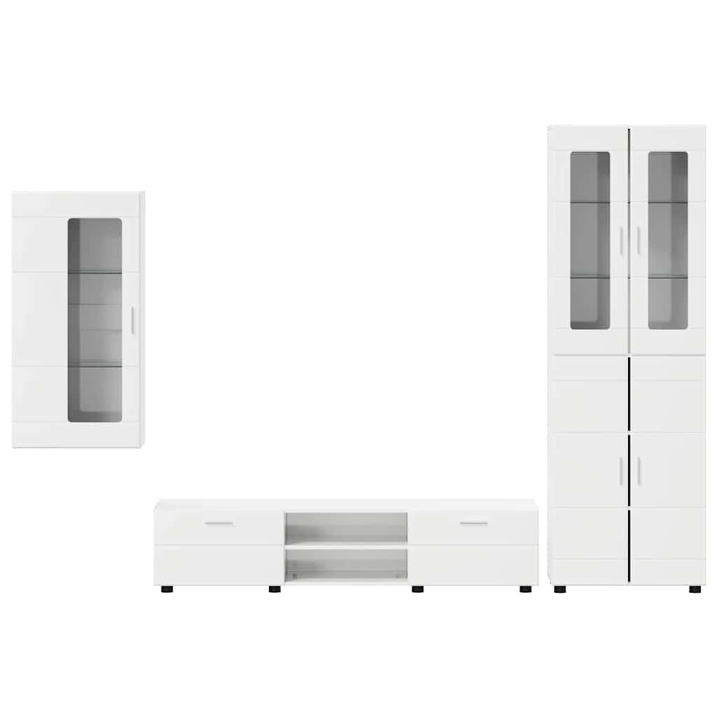 vidaXL Σετ επίπλου τηλεόρασης FLORIN 3 pcs Υψηλής γυαλάδας λευκό