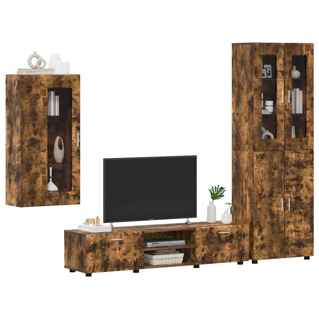 vidaXL Σετ επίπλου τηλεόρασης με συρτάρι FLORIN 3 pcs Καπνιστό Δρύς