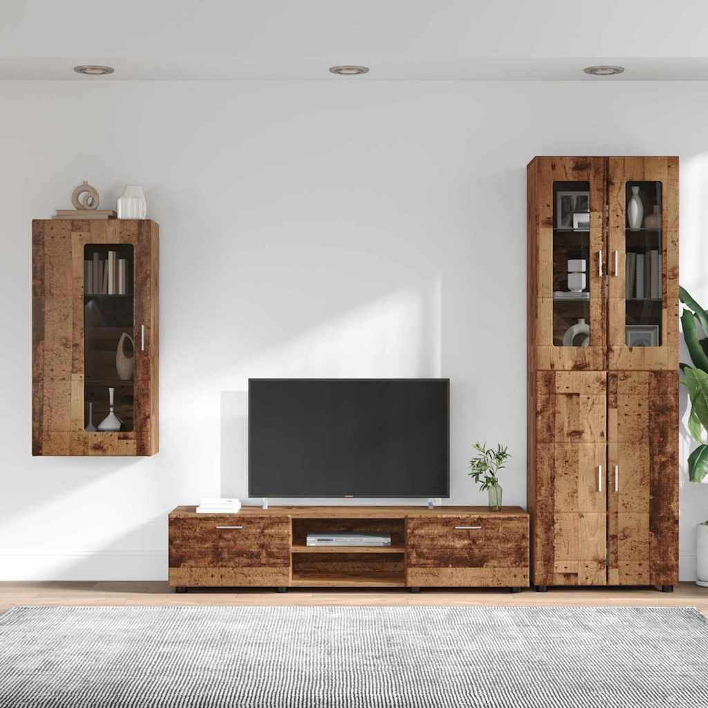 vidaXL Σετ επίπλου τηλεόρασης με συρτάρι FLORIN 3 pcs Παλιό ξύλο
