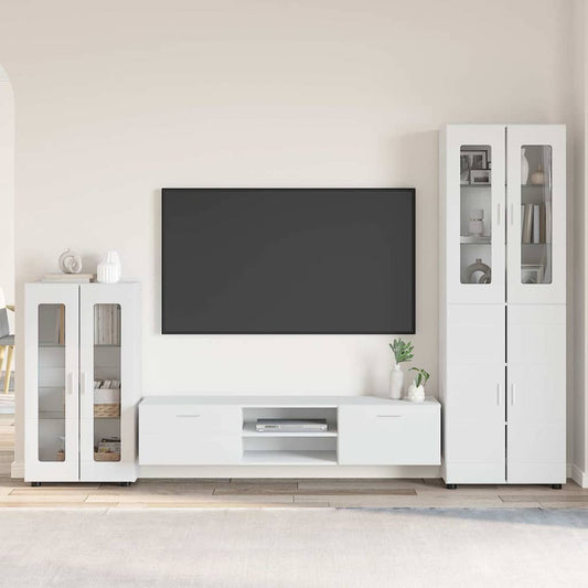 vidaXL Σετ επίπλου τηλεόρασης FLORIN 3 pcs Λευκό Επεξεργασμένο ξύλο