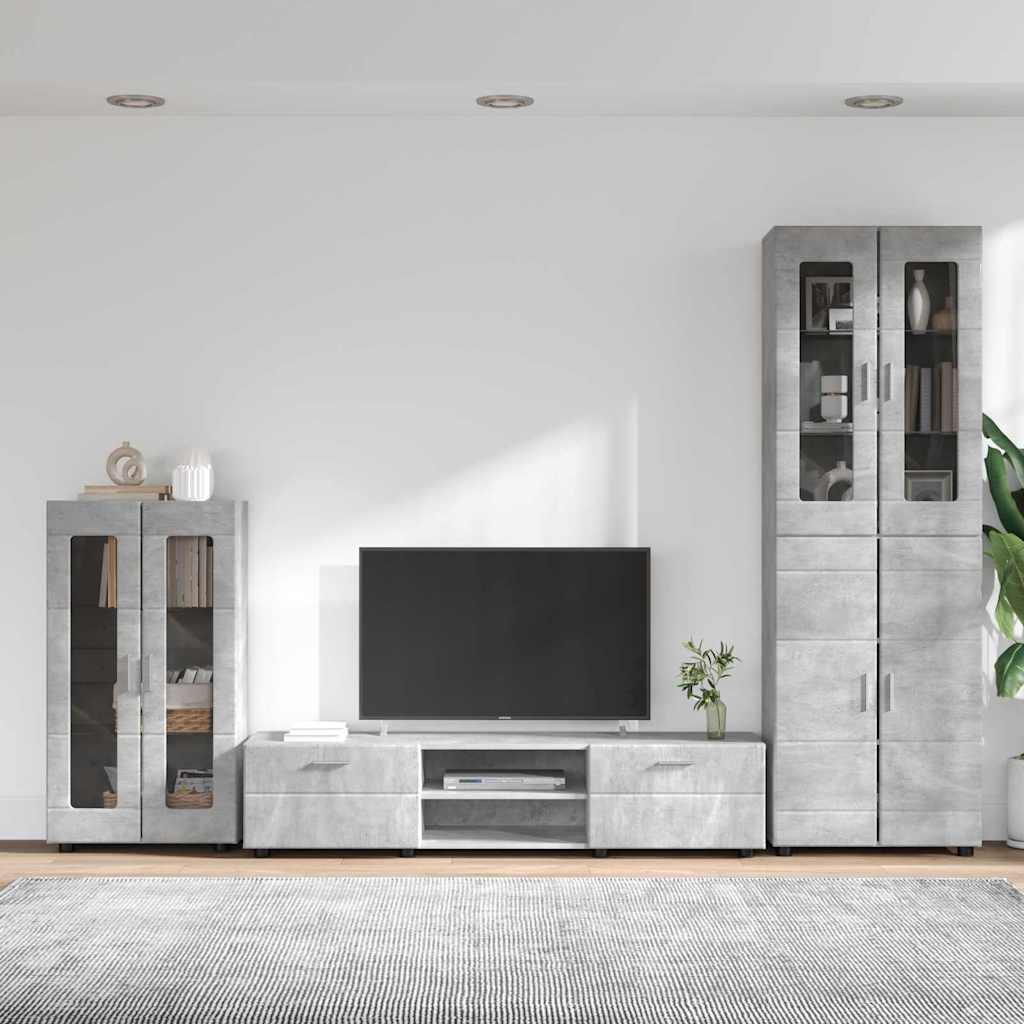 vidaXL Σετ επίπλου τηλεόρασης με συρτάρι FLORIN 3 pcs Σκυρόδεμα Γκρι