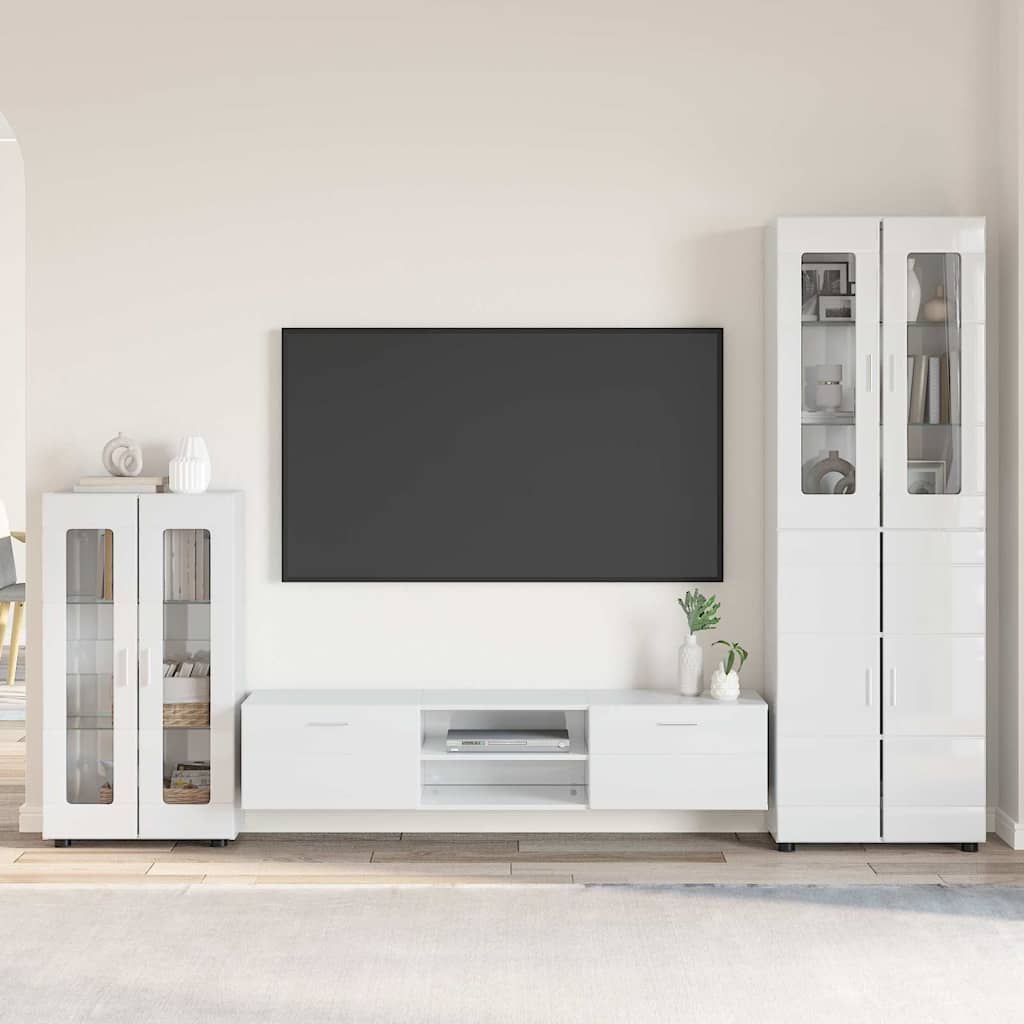 vidaXL Σετ επίπλου τηλεόρασης FLORIN 3 pcs Υψηλής γυαλάδας λευκό