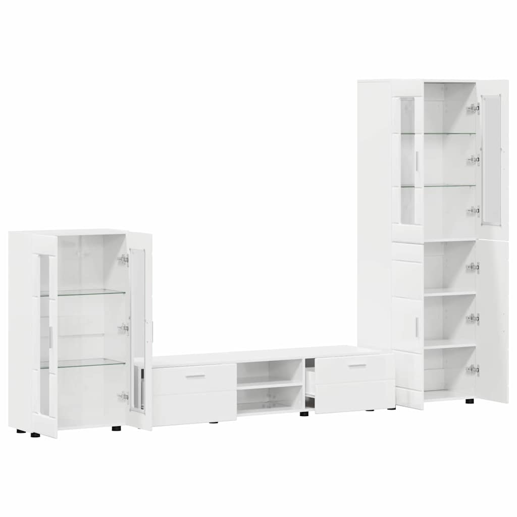 vidaXL Σετ επίπλου τηλεόρασης FLORIN 3 pcs Υψηλής γυαλάδας λευκό