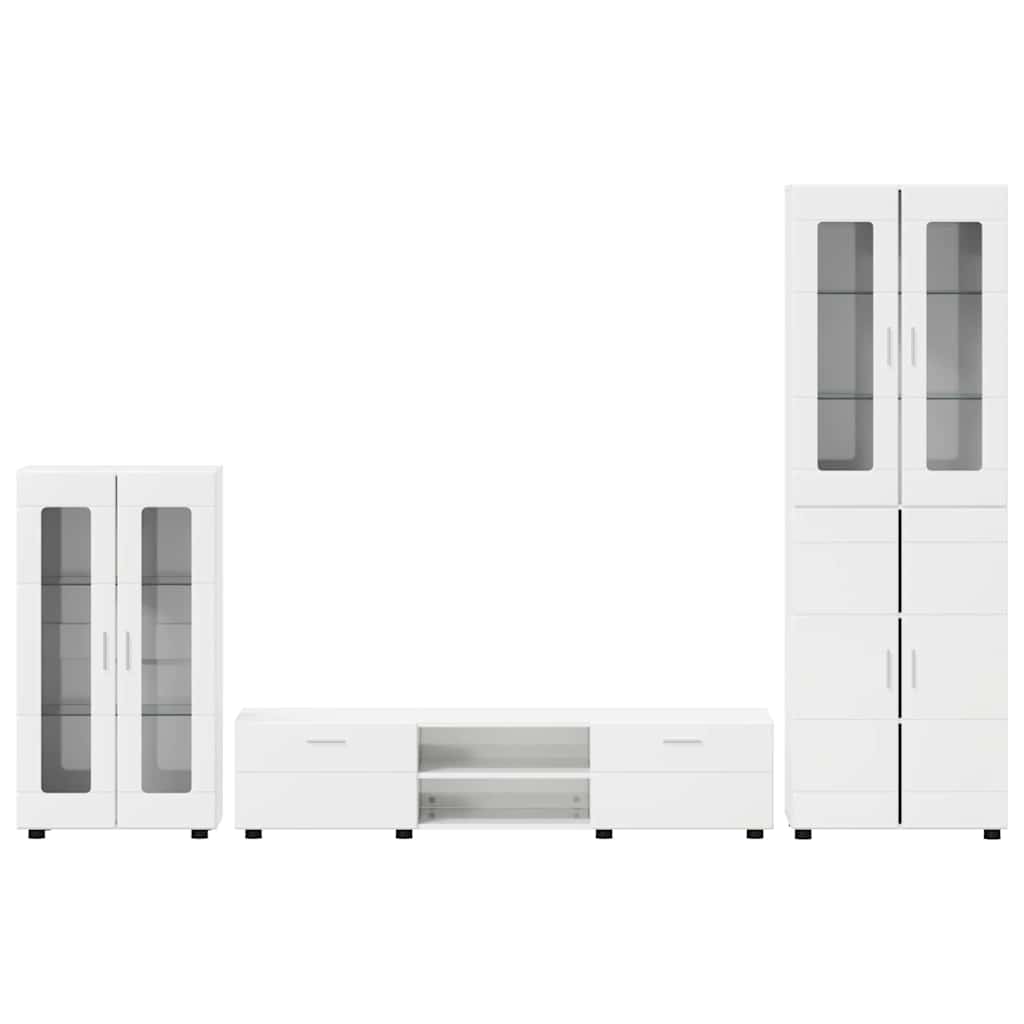 vidaXL Σετ επίπλου τηλεόρασης FLORIN 3 pcs Υψηλής γυαλάδας λευκό