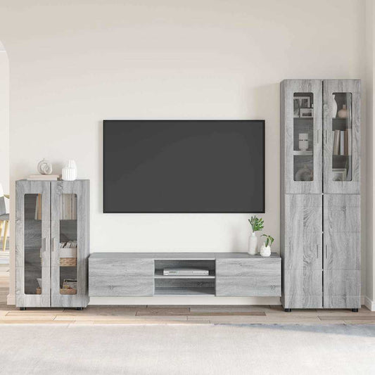 vidaXL Σετ επίπλου τηλεόρασης με συρτάρι FLORIN 3 pcs Γκρίζο Σονομα
