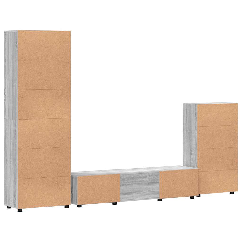 vidaXL Σετ επίπλου τηλεόρασης με συρτάρι FLORIN 3 pcs Γκρίζο Σονομα