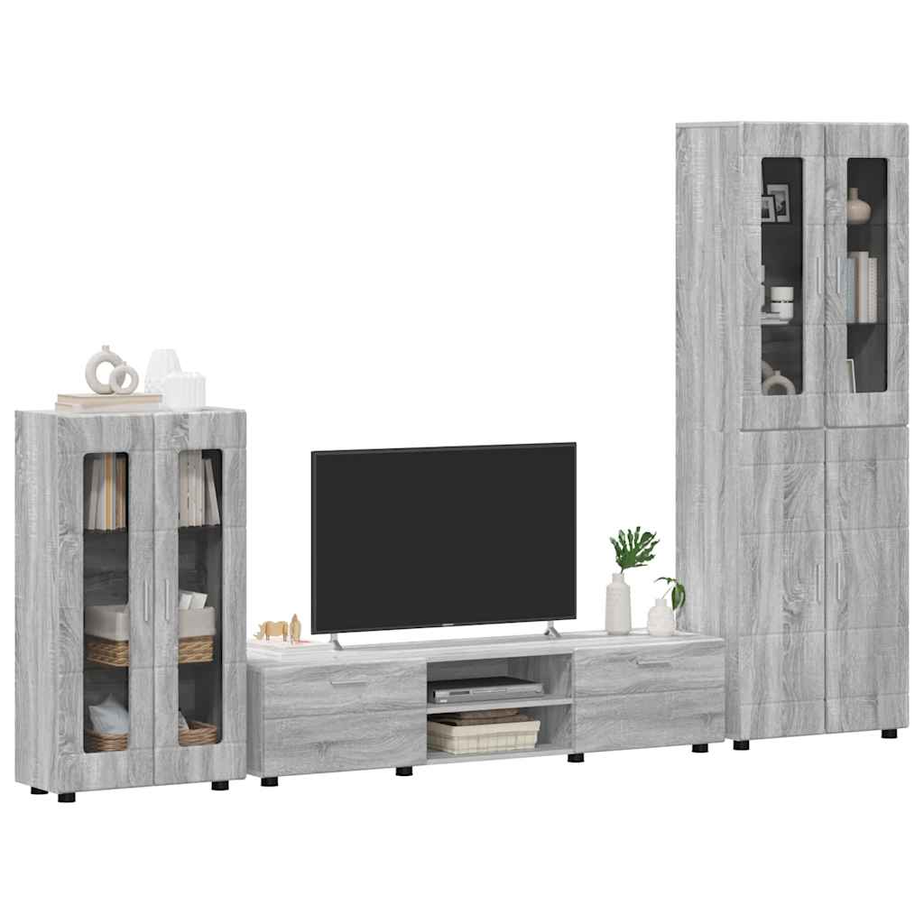 vidaXL Σετ επίπλου τηλεόρασης με συρτάρι FLORIN 3 pcs Γκρίζο Σονομα