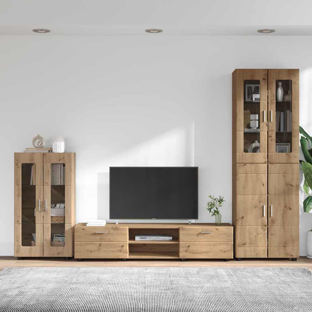 vidaXL Σετ επίπλου τηλεόρασης με συρτάρι FLORIN 3 pcs Artisan Oak
