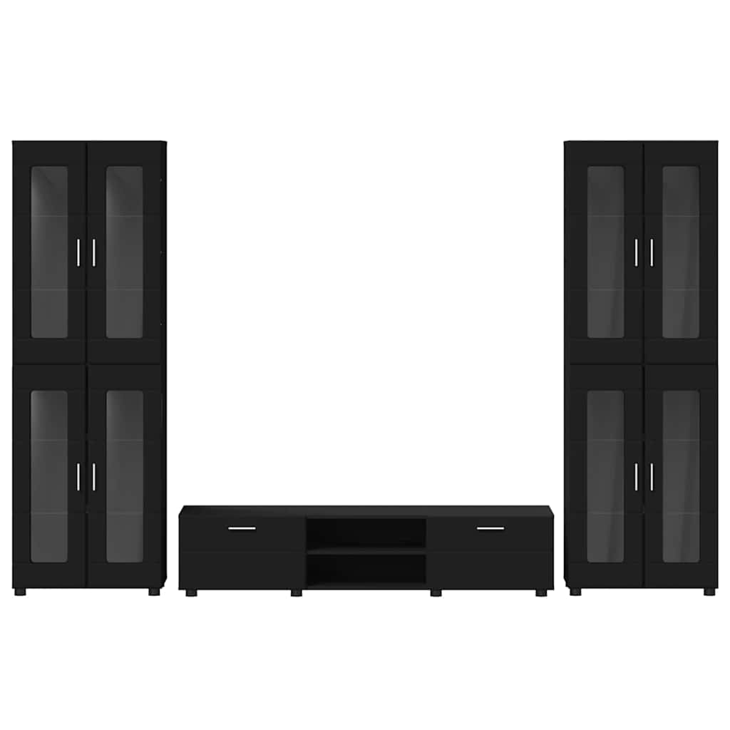 vidaXL Σετ επίπλου τηλεόρασης FLORIN 3 pcs Μαύρο Επεξεργασμένο ξύλο