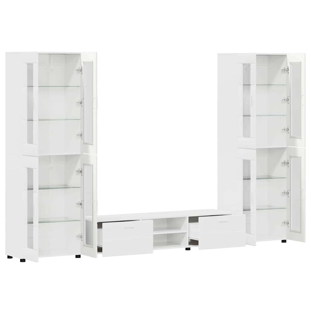 vidaXL Σετ επίπλου τηλεόρασης FLORIN 3 pcs Υψηλής γυαλάδας λευκό