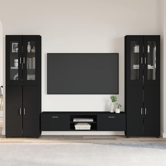 vidaXL Σετ επίπλου τηλεόρασης FLORIN 3 pcs Μαύρο Επεξεργασμένο ξύλο