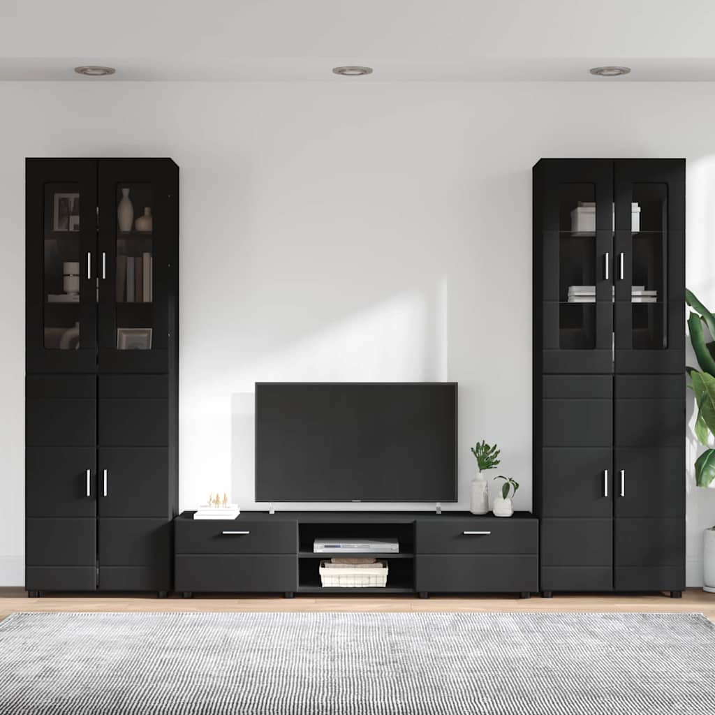 vidaXL Σετ επίπλου τηλεόρασης FLORIN 3 pcs Μαύρο Επεξεργασμένο ξύλο